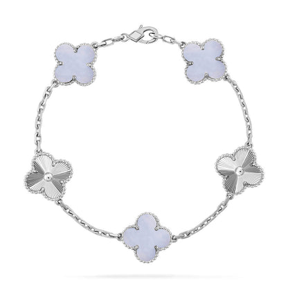 [Plus&Max]LUCKY CLOVER 5-MOTIF BRACELET - PURPLE CHALCEDONY COLLECTION