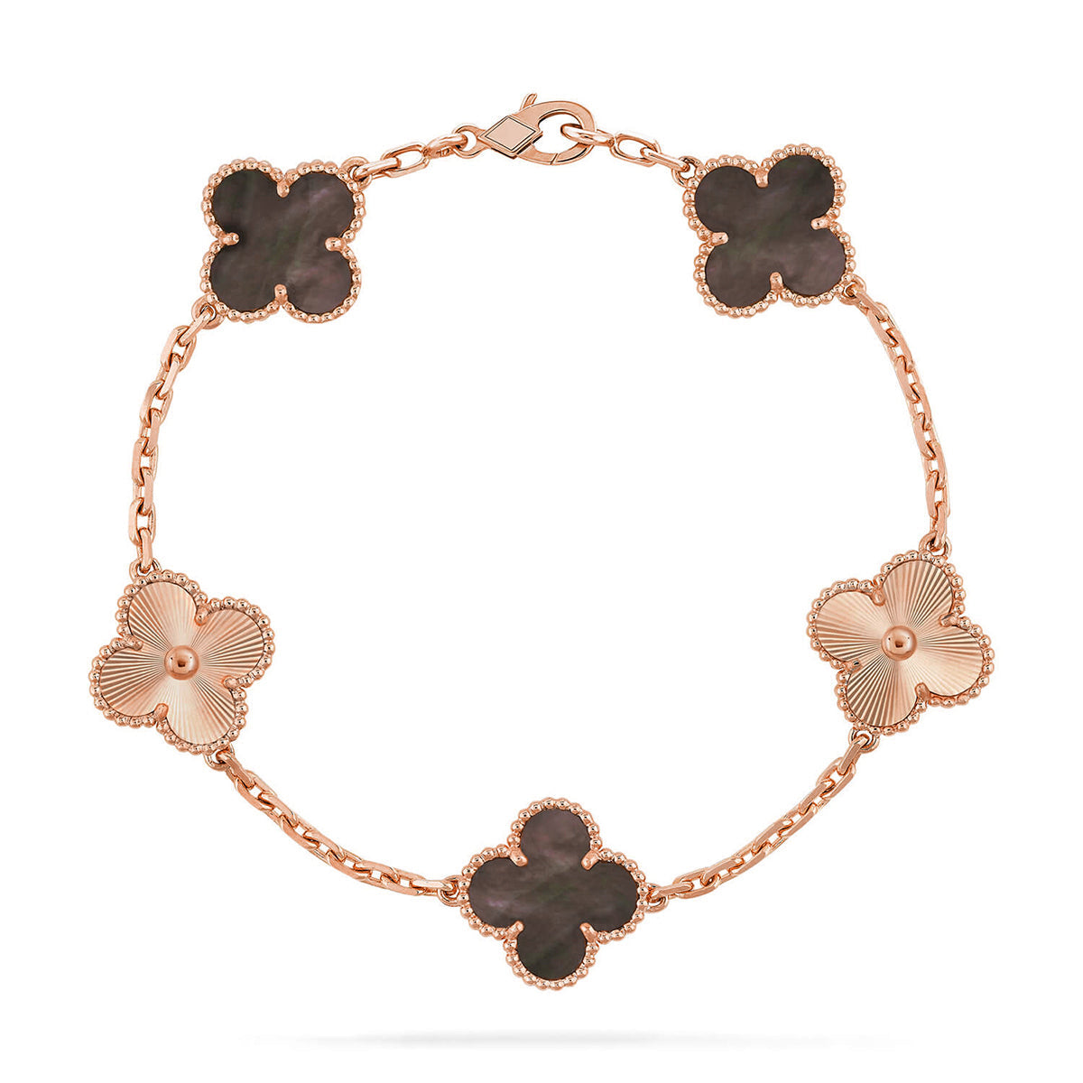 [Plus&Max]LUCKY CLOVER 5-MOTIF BRACELET - GREY MOTHER-OF-PEARL COLLECTION