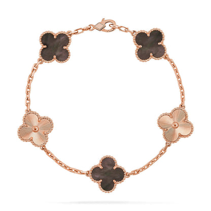 [Plus&Max]LUCKY CLOVER 5-MOTIF BRACELET - GREY MOTHER-OF-PEARL COLLECTION