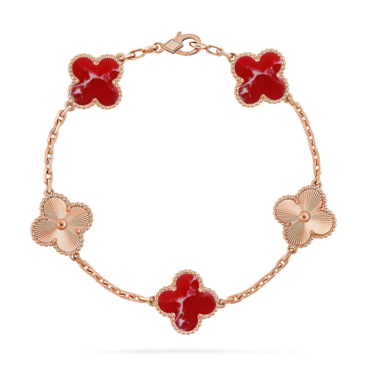[Plus&Max]LUCKY CLOVER 5-MOTIF BRACELET - RED LARIMAR COLLECTION