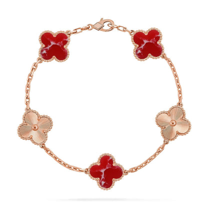 [Plus&Max]LUCKY CLOVER 5-MOTIF BRACELET - RED LARIMAR COLLECTION