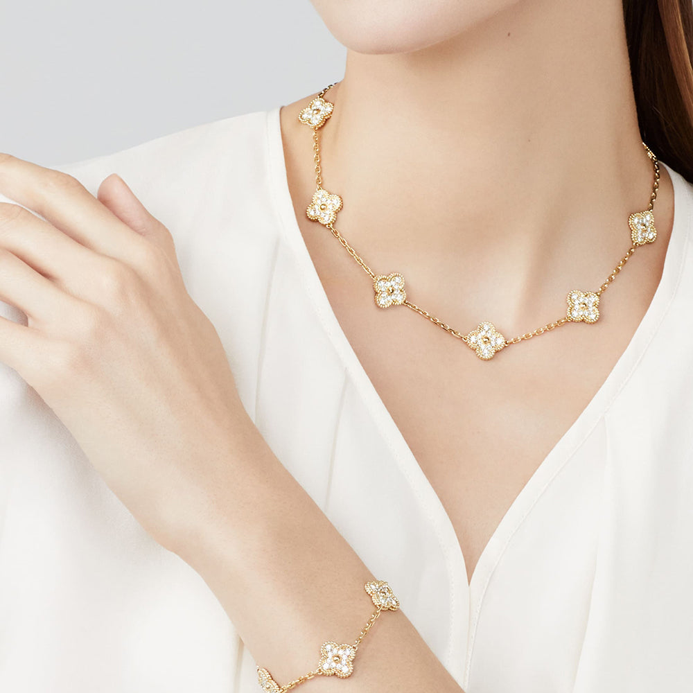 [Plus&Max]CLOVER 10 MOTIFS DIAMOND NECKLACE