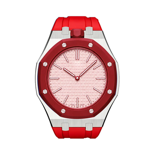 [Plus&Max]OAK POP ORANGE-RED STEEL SILICONE STRAP