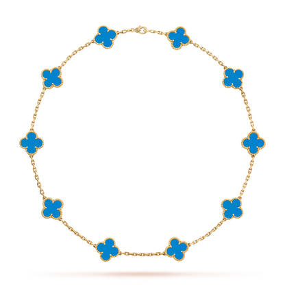 [Plus&Max]CLOVER 10 MOTIFS BLUE AGATE NECKLACE