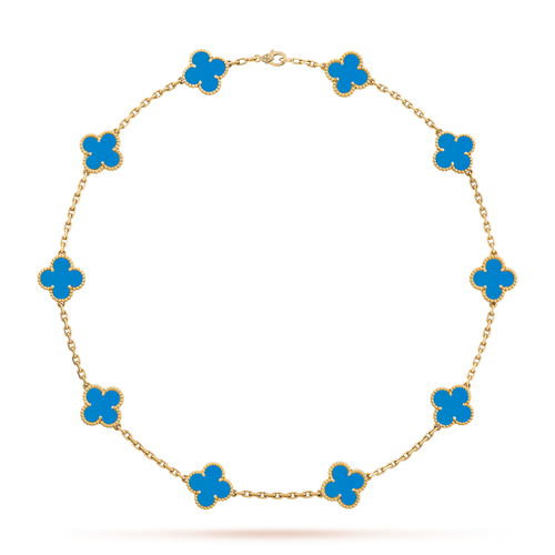 [Plus&Max]CLOVER 10 MOTIFS BLUE AGATE NECKLACE
