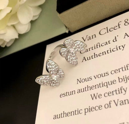 [Plus&Max]TWIN SILVER BUTTERFLY DIAMOND RING