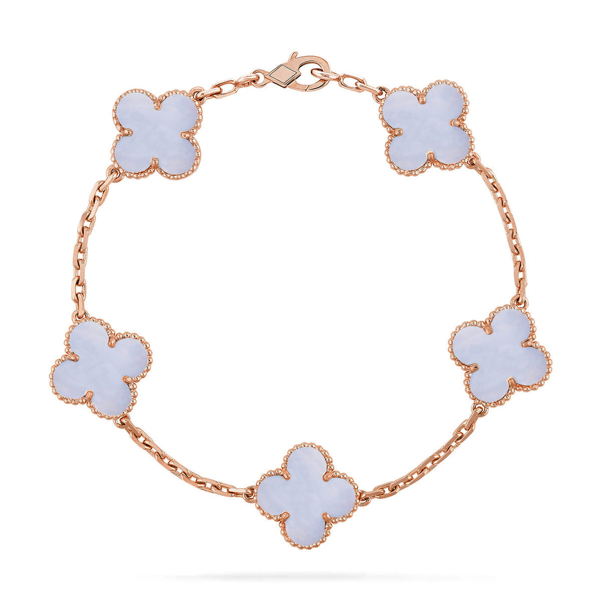 [Plus&Max]LUCKY CLOVER 5-MOTIF BRACELET - PURPLE CHALCEDONY COLLECTION