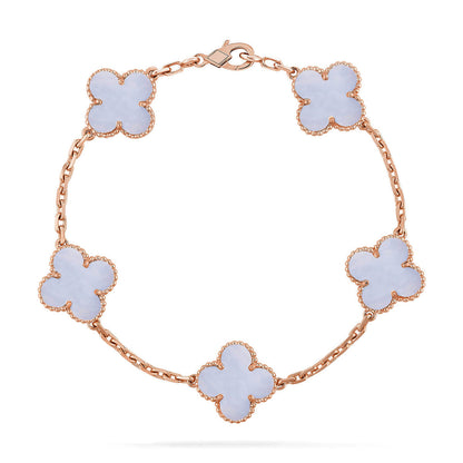 [Plus&Max]LUCKY CLOVER 5-MOTIF BRACELET - PURPLE CHALCEDONY COLLECTION