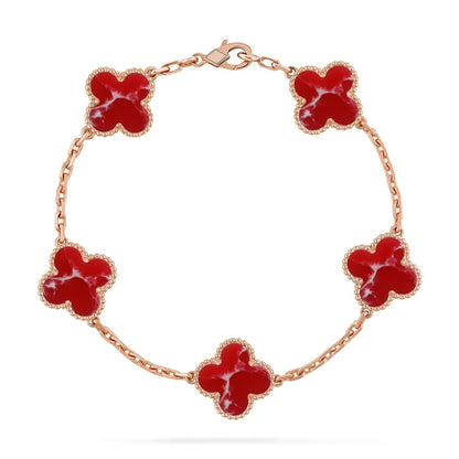 [Plus&Max]LUCKY CLOVER 5-MOTIF BRACELET - RED LARIMAR COLLECTION