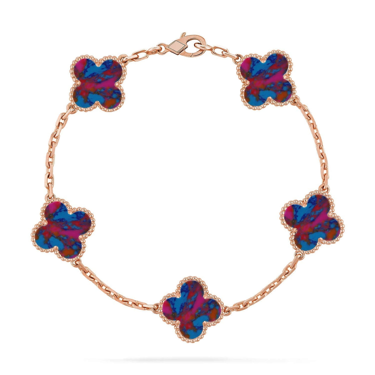 [Plus&Max]LUCKY CLOVER 5-MOTIF BRACELET - MULTI-GEM COLLECTION