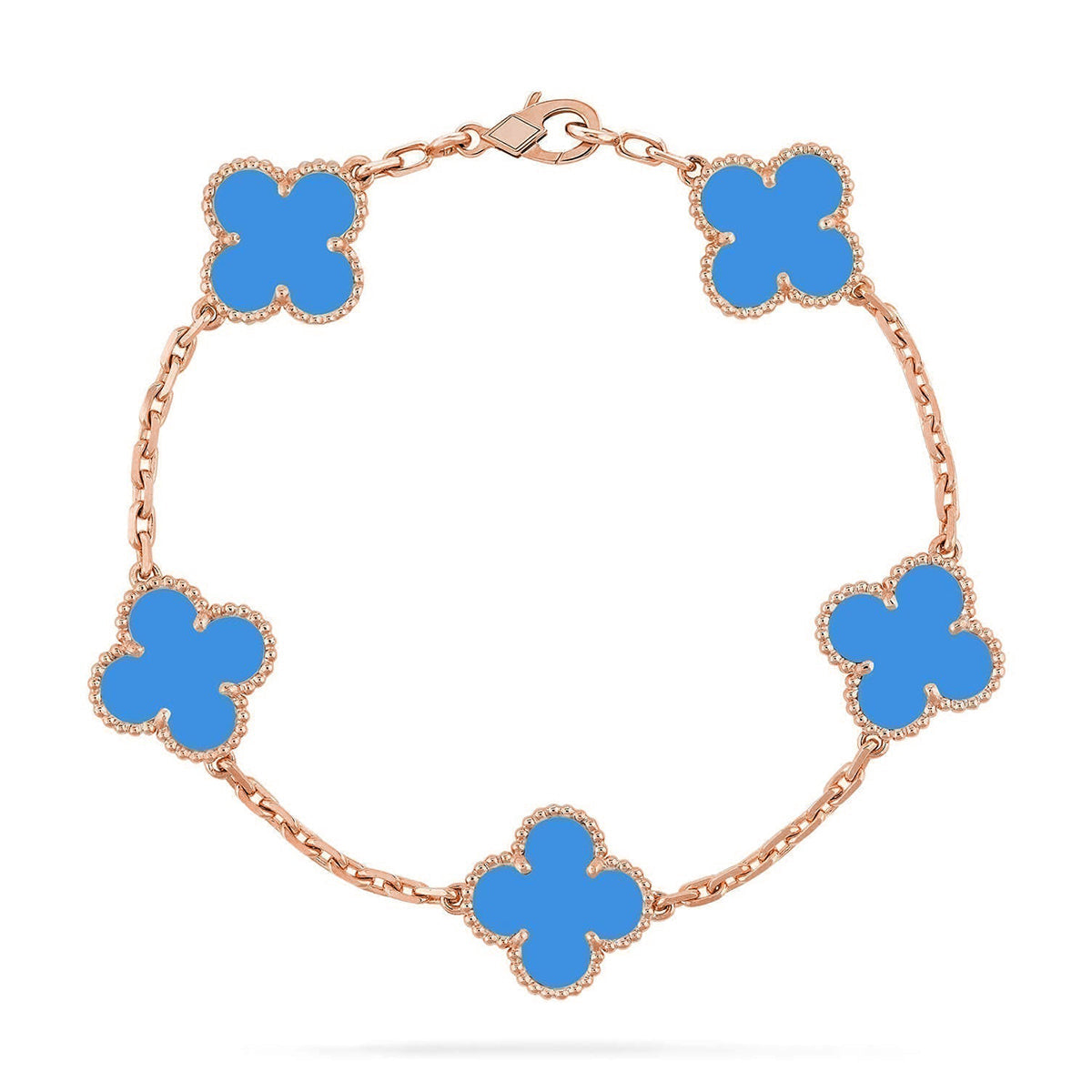 [Plus&Max]LUCKY CLOVER 5-MOTIF BRACELET - BLUE AGATE COLLECTION