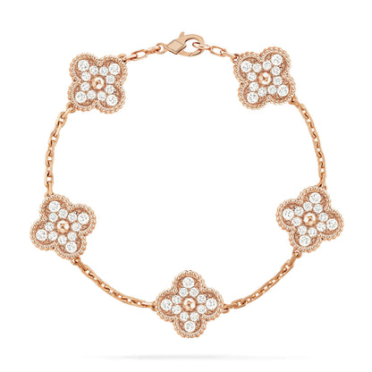 [Plus&Max]LUCKY CLOVER 5-MOTIF BRACELET - FULL-DIAMOND