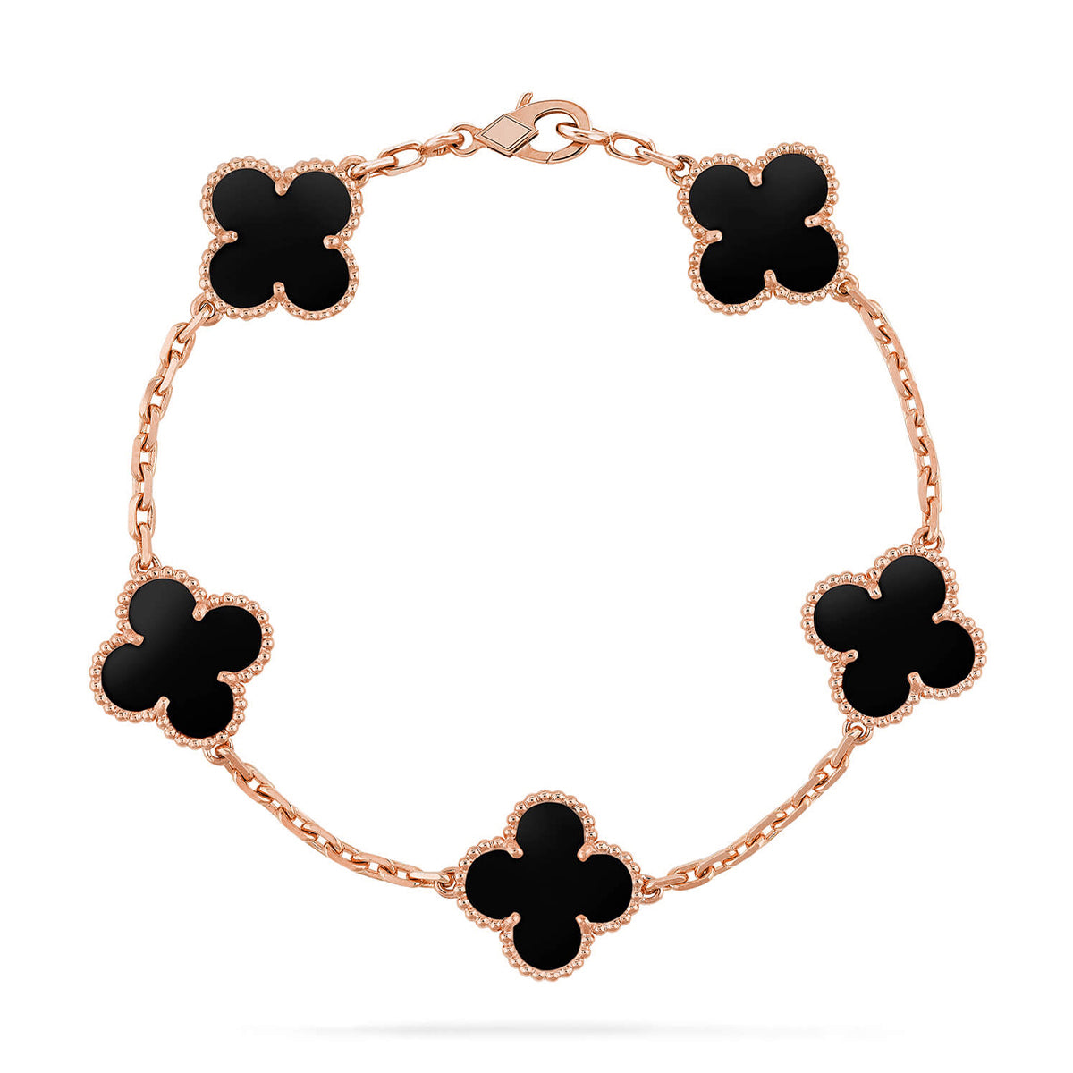 [Plus&Max]LUCKY CLOVER 5-MOTIF BRACELET - BLACK OXNY COLLECTION