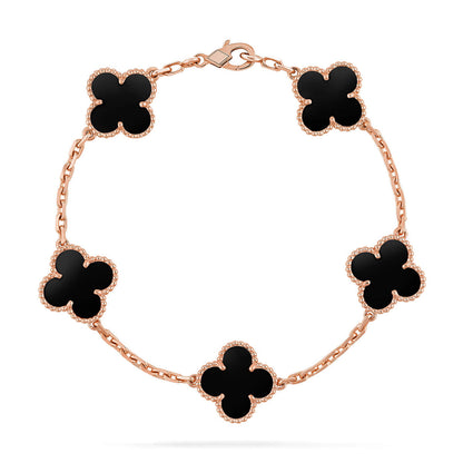 [Plus&Max]LUCKY CLOVER 5-MOTIF BRACELET - BLACK OXNY COLLECTION