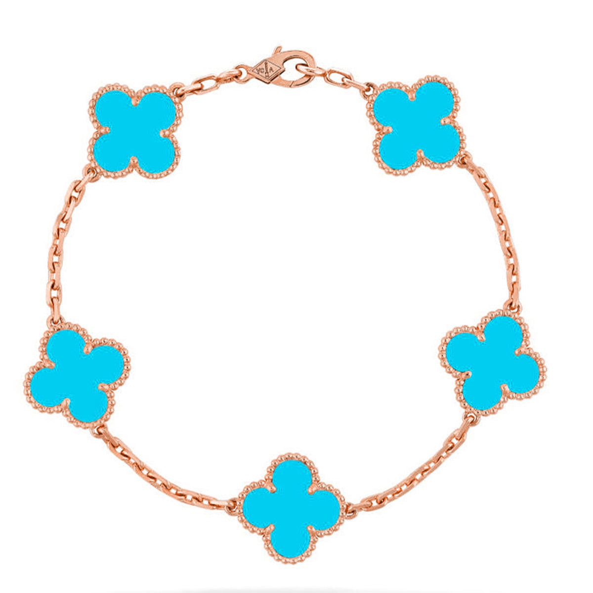 [Plus&Max]LUCKY CLOVER 5-MOTIF BRACELET - TURQUOISE COLLECTION