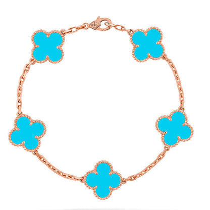 [Plus&Max]LUCKY CLOVER 5-MOTIF BRACELET - TURQUOISE COLLECTION