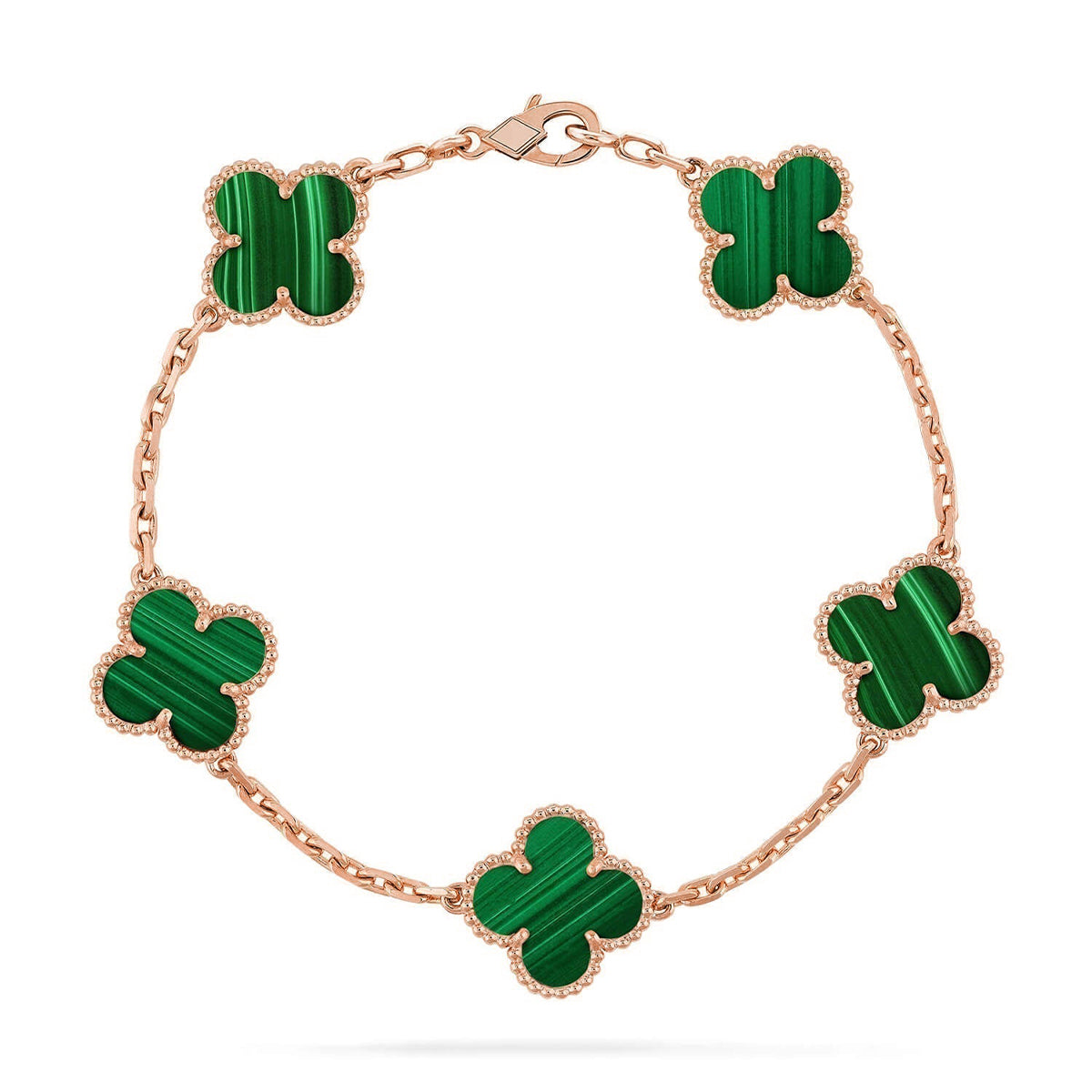 [Plus&Max]LUCKY CLOVER 5-MOTIF BRACELET - MALACHITE COLLECTION