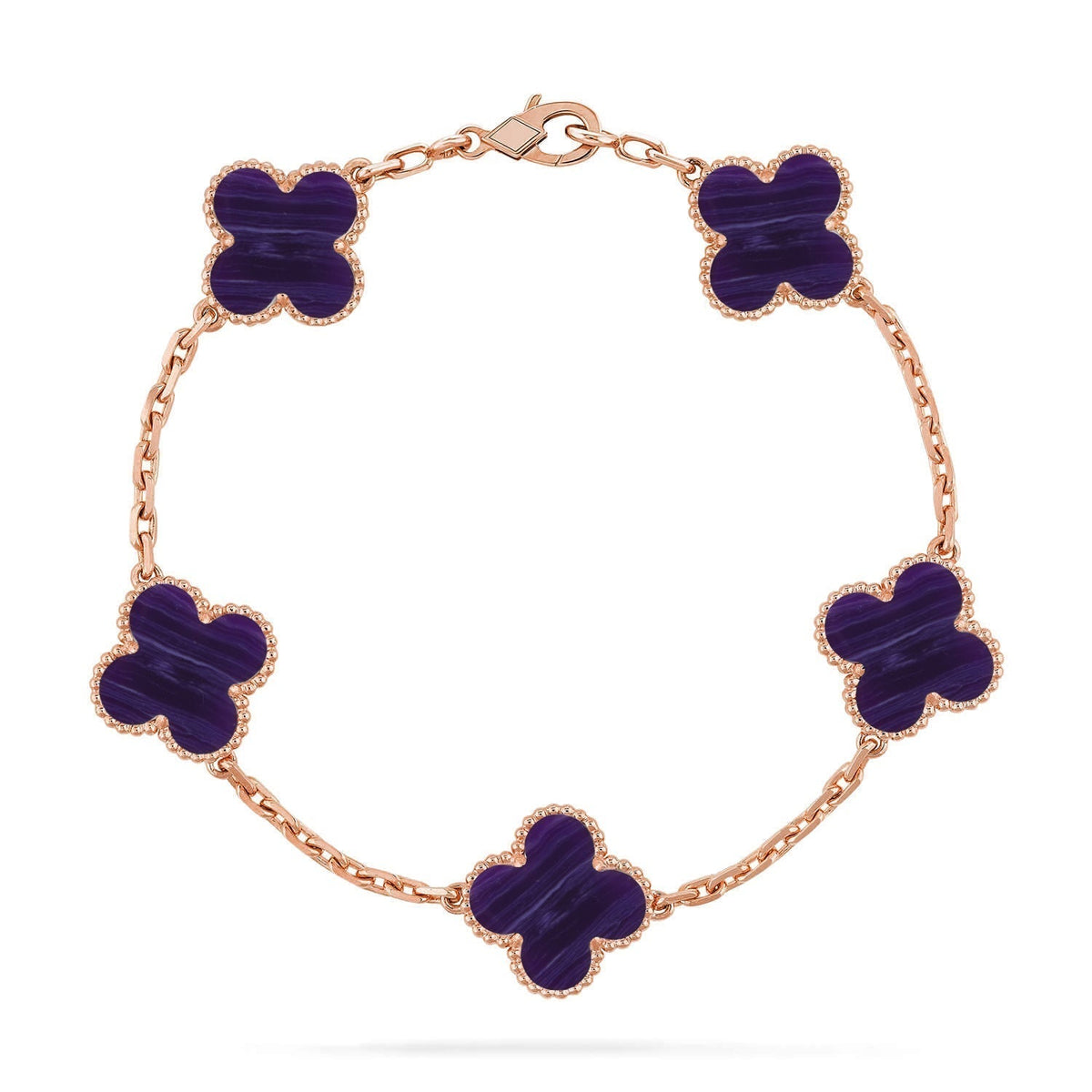 [Plus&Max]LUCKY CLOVER 5-MOTIF BRACELET - CHAROITE COLLECTION