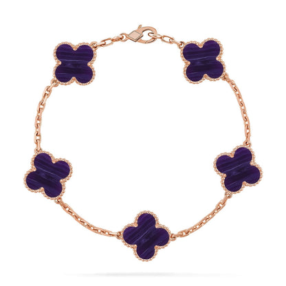 [Plus&Max]LUCKY CLOVER 5-MOTIF BRACELET - CHAROITE COLLECTION