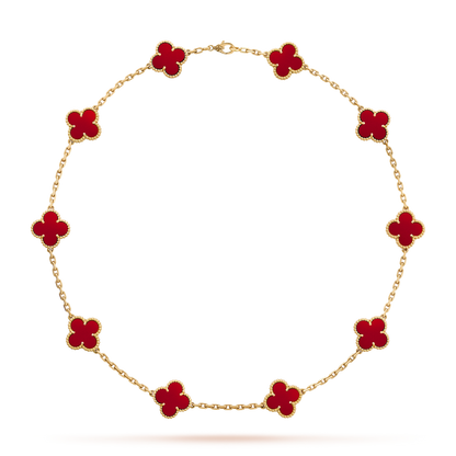 [Plus&Max]CLOVER 10 MOTIFS CARNELIAN NECKLACE
