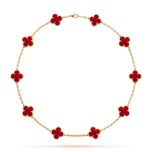 [Plus&Max]CLOVER 10 MOTIFS CARNELIAN NECKLACE