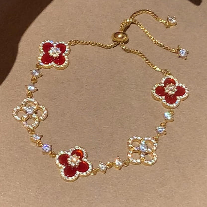 [Plus&Max]CLOVER 5 MOTIF PINK BLUE RED WHITE BRACELET