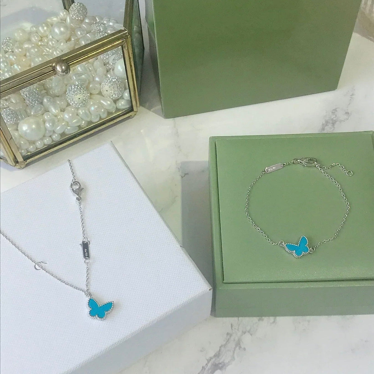 [Plus&Max]BUTTERFLY TURQUOISE BUTTERFLY BRACELET SILVER
