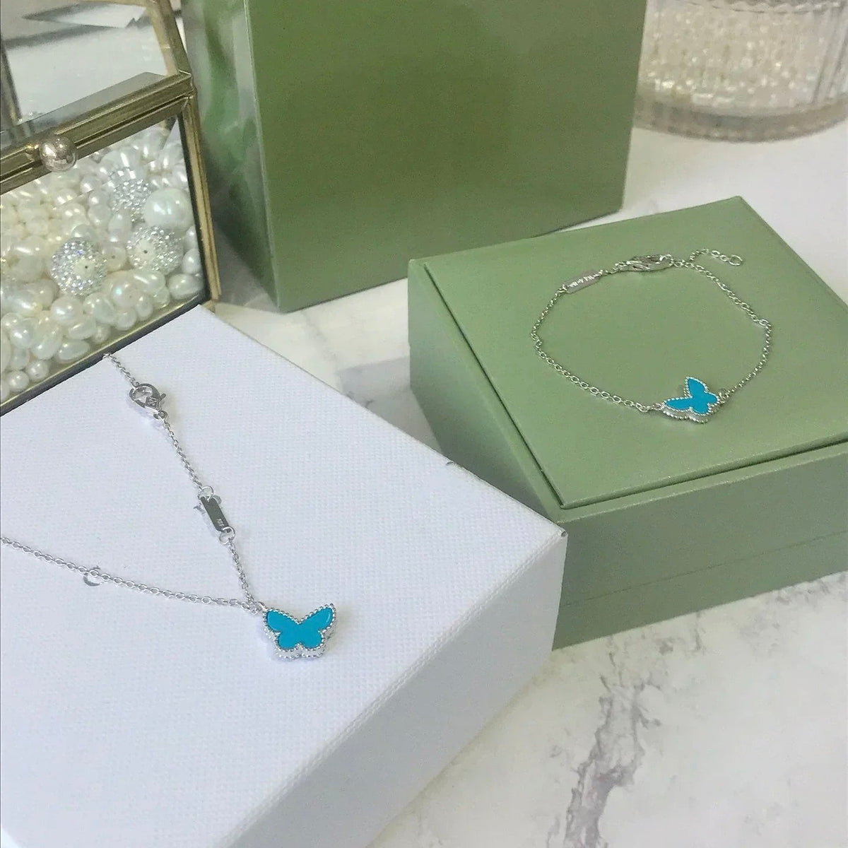 [Plus&Max]BUTTERFLY TURQUOISE BUTTERFLY BRACELET SILVER