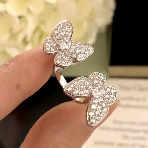 [Plus&Max]TWIN SILVER BUTTERFLY DIAMOND RING