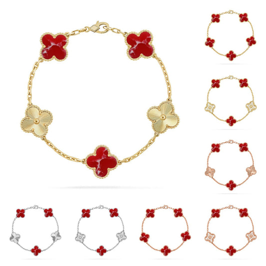 [Plus&Max]LUCKY CLOVER 5-MOTIF BRACELET - RED LARIMAR COLLECTION