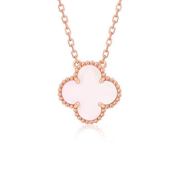 [Plus&Max]CLOVER 15MM PINK MOTHER-OF-PEARL SINGLE FLOWER NECKLACE