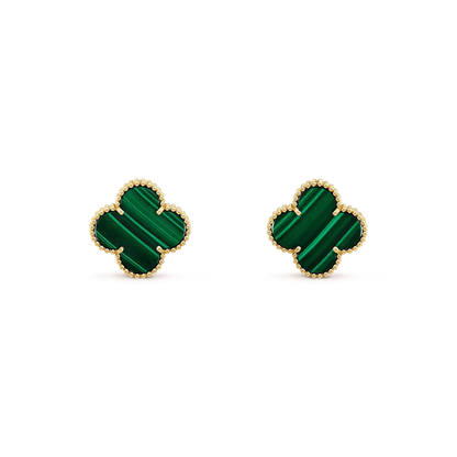 [Plus&Max]CLOVER MINI 9.5MM MALACHITE  EARRINGS
