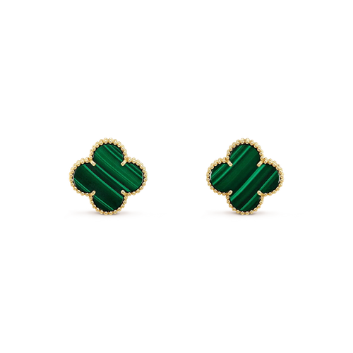 [Plus&Max]CLOVER MINI 9.5MM MALACHITE  EARRINGS