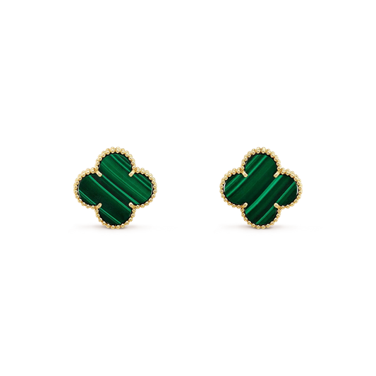 [Plus&Max]CLOVER MINI 9.5MM MALACHITE  EARRINGS