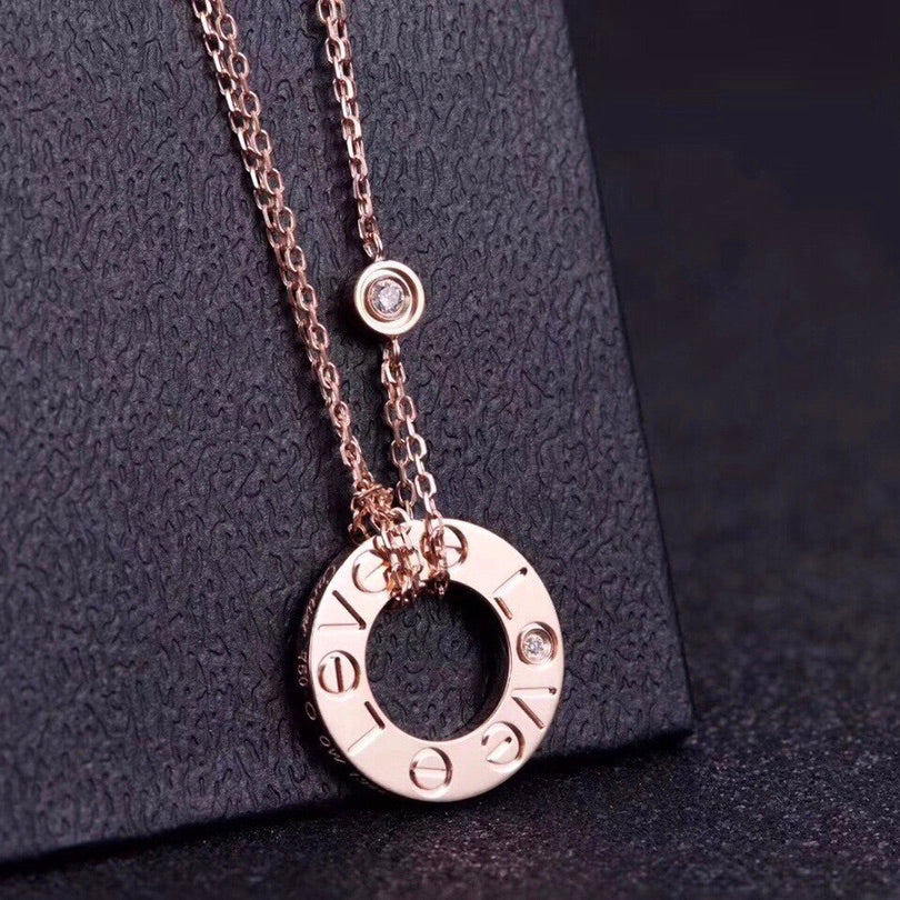 [Plus&Max]LOVE NECKLACE 16MM 2 DIAMONDS