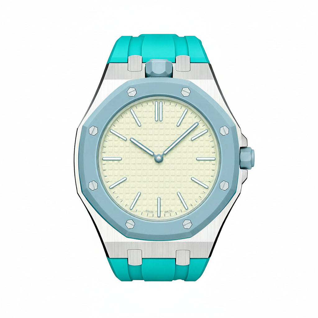 [Plus&Max]OAK POP SKY BLUE STEEL SILICONE STRAP
