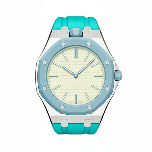 [Plus&Max]OAK POP SKY BLUE STEEL SILICONE STRAP