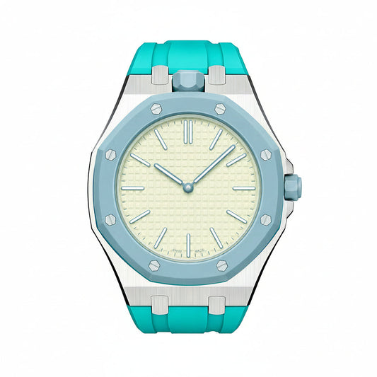 [Plus&Max]OAK POP SKY BLUE STEEL SILICONE STRAP