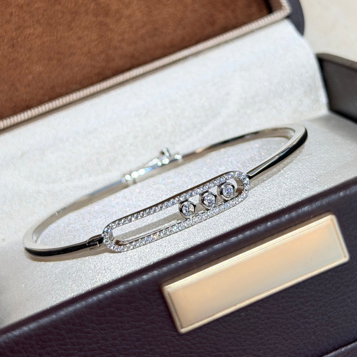 [Plus&Max]Move Pavé Diamond Bangle Bracelet M