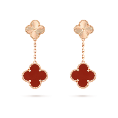[Plus&Max]CLOVER 2 MOTIF  LASER CARNELIAN EARRINGS