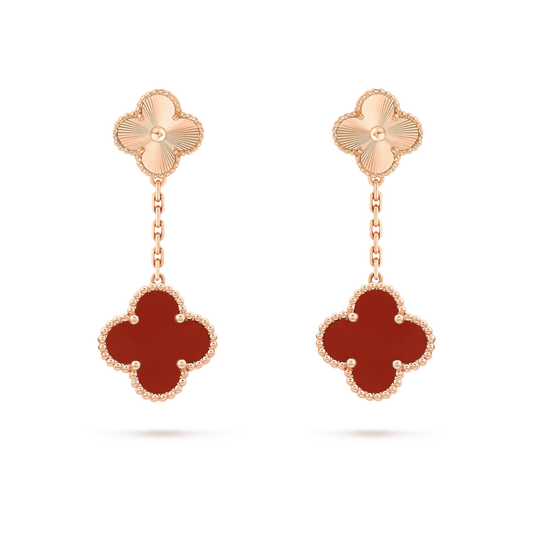 [Plus&Max]CLOVER 2 MOTIF  LASER CARNELIAN EARRINGS