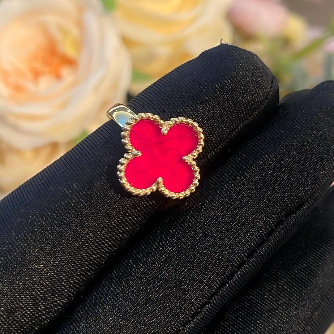 [Plus&Max]NEW CLOVER PINK ENAMEL RINGS