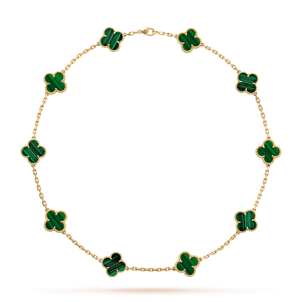 [Plus&Max]CLOVER 10 MOTIFS MALACHITE NECKLACE