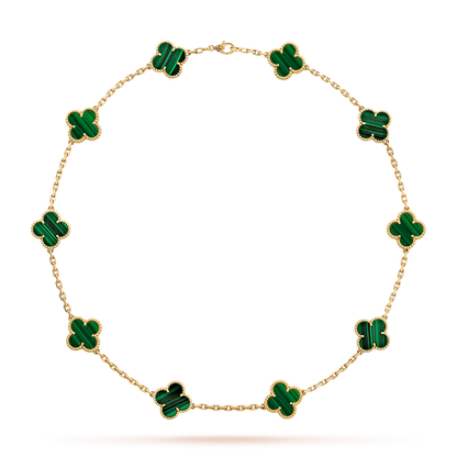 [Plus&Max]CLOVER 10 MOTIFS MALACHITE NECKLACE