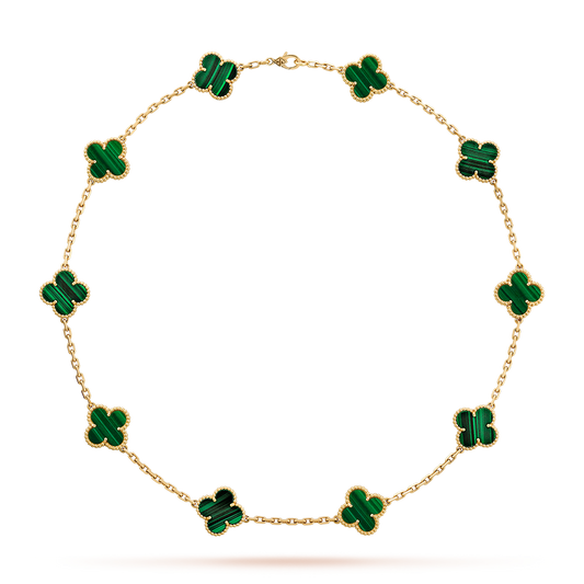 [Plus&Max]CLOVER 10 MOTIFS MALACHITE NECKLACE