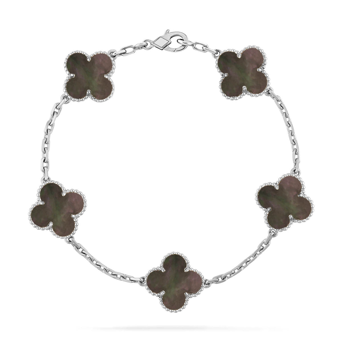 [Plus&Max]LUCKY CLOVER 5-MOTIF BRACELET - GREY MOTHER-OF-PEARL COLLECTION