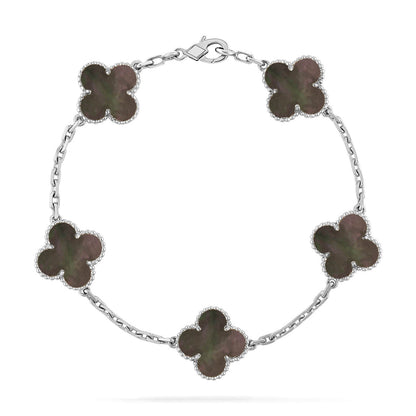 [Plus&Max]LUCKY CLOVER 5-MOTIF BRACELET - GREY MOTHER-OF-PEARL COLLECTION
