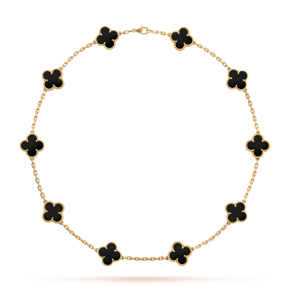 [Plus&Max]CLOVER 10 MOTIFS ONYX NECKLACE