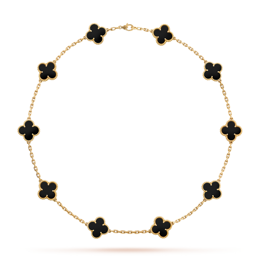 [Plus&Max]CLOVER 10 MOTIFS ONYX NECKLACE