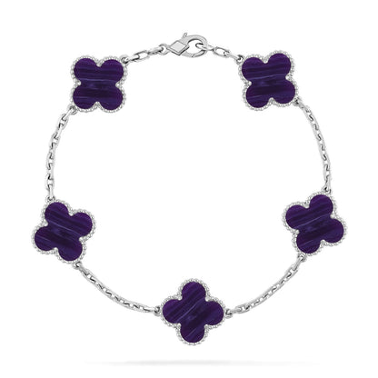 [Plus&Max]LUCKY CLOVER 5-MOTIF BRACELET - CHAROITE COLLECTION